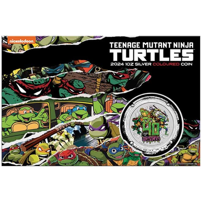 2024 1 oz Tuvalu Teenage Mutant Ninja Turtles™ 40th Ann. Colorized Silver Coin