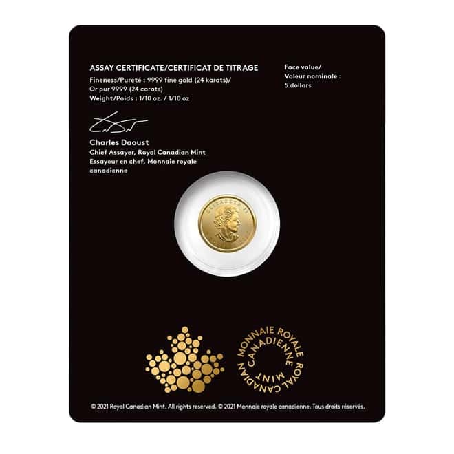 2022 1/10 oz Canadian Treasured Gold Maple Leaf $5 Coin BU - Congratulations