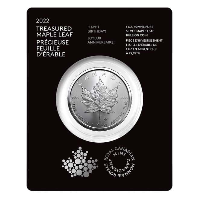 2022 1 oz Canadian Treasured Silver Maple Leaf Coin BU - Happy Birthday