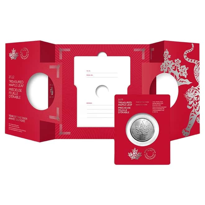 2022 1 oz Canadian Treasured Silver Maple Leaf Coin BU - Year of the Tiger