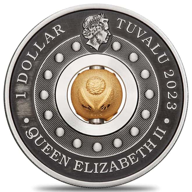 2023 Tuvalu 1 oz Antiqued Silver Lunar Year of The Rabbit Rotating Charm (w/Box & COA)
