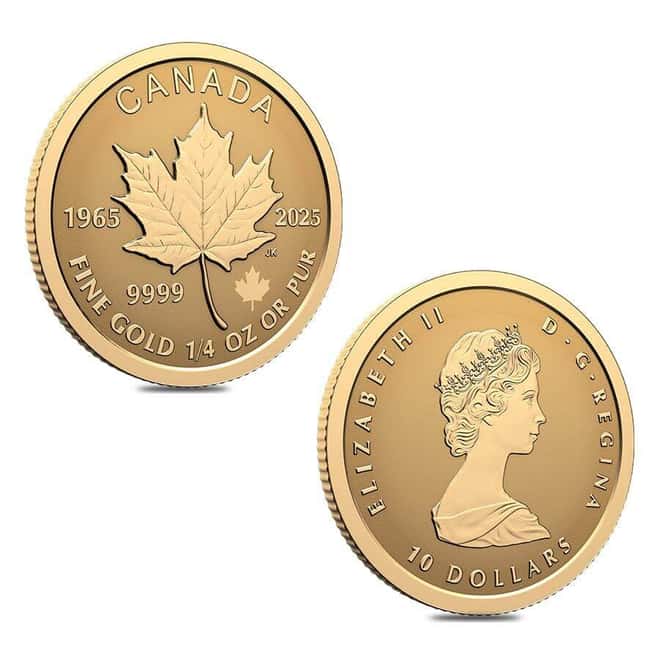 2025 Canada 1.4 oz Gold Maple Canadian Flag 60th Ann 4-Coin Set