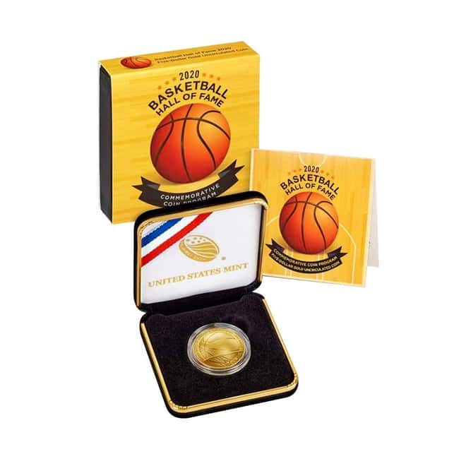 2020 W $5 Gold Basketball Hall of Fame Coin BU (w/Box & COA) 