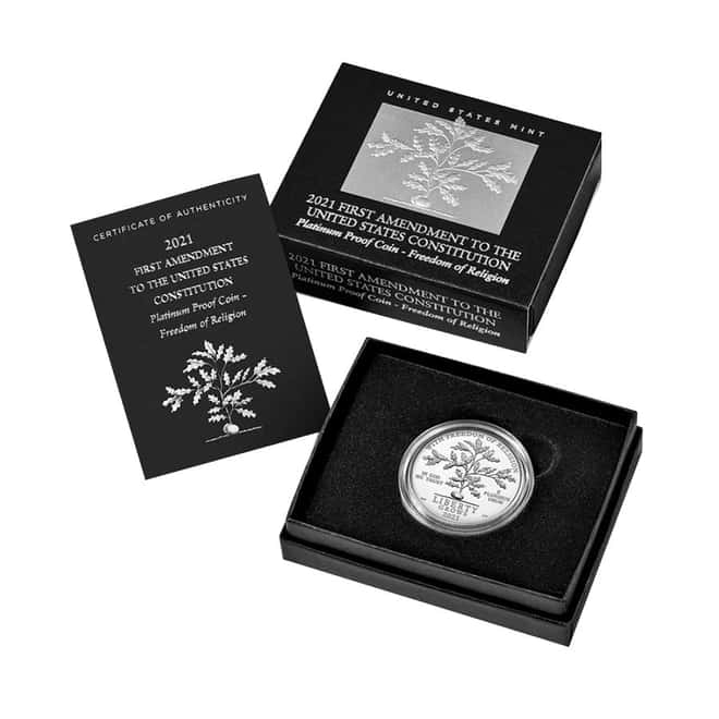 2021-W 1 oz Proof Platinum Freedom of Religion First Amendment Coin (w/Box & COA)