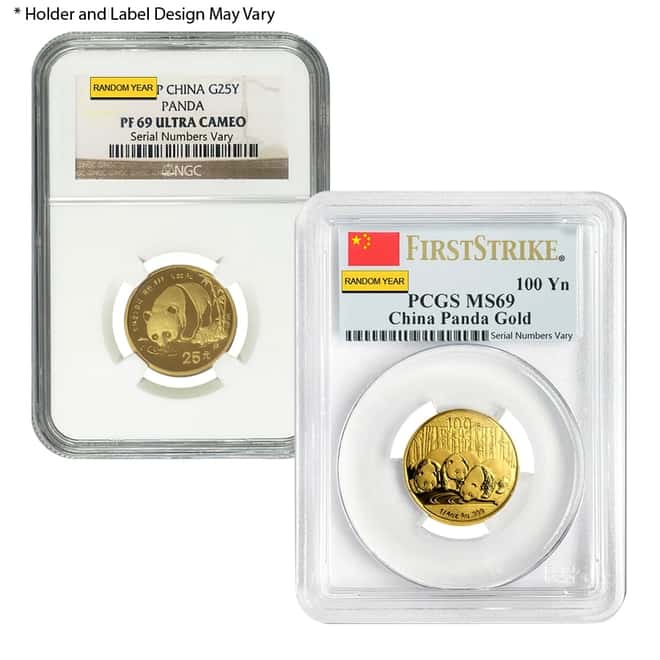 Chinese 1/4 oz Gold Panda Coin NGC/PCGS MS/PF 69 (Random Year)