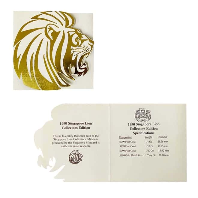 1990 Singapore Gold/Silver Year of the Horse Lion Collector's Edition Proof Set (w/Box & COA)