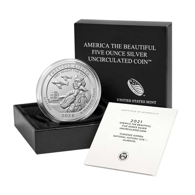2021-P 5 oz Silver America the Beautiful ATB Alabama Tuskegee Airmen National Historic Site Uncirculated Coin (w/Box & COA)