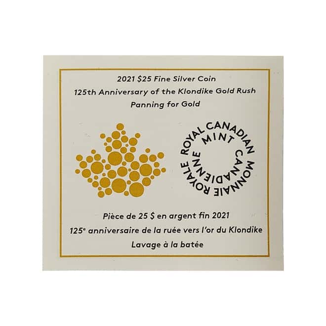 2021 Canada 30.75 gram Silver Panning for Gold Klondike Gold Rush Anniv .9999 Fine (w Box & COA) min