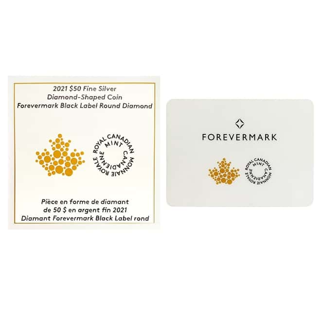 2021 Canada 3 oz Silver Diamond Shaped Coin - Forevermark Black Label Round Diamond .9999 Fine (w/Box & COA)