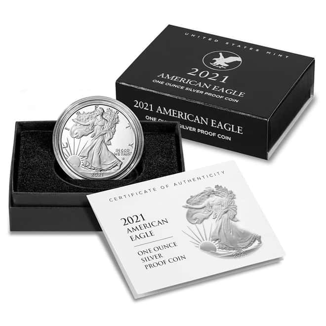 2021-W 1 oz Proof Silver American Eagle Type 2 (w/Box & COA)