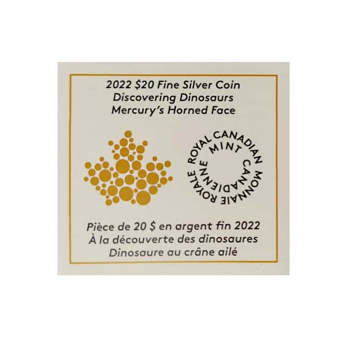 2022 Canada 1 oz Silver Discovering Dinosaurs Mercury's Horned Face Coin .9999 Fine (w/Box & COA)