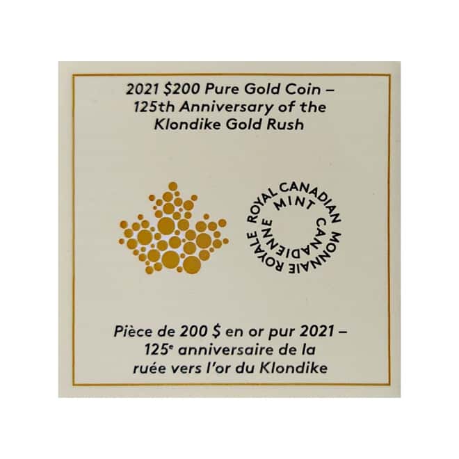 2021 Canada 1 oz Proof Gold Klondike Gold Rush 125th Anniversary .9999 Fine (w/Box & COA)