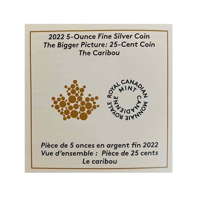 2022 Canada 5 oz Proof Silver The Bigger Picture - The Caribou 25C Coin .9999 Fine (w/Box & COA)