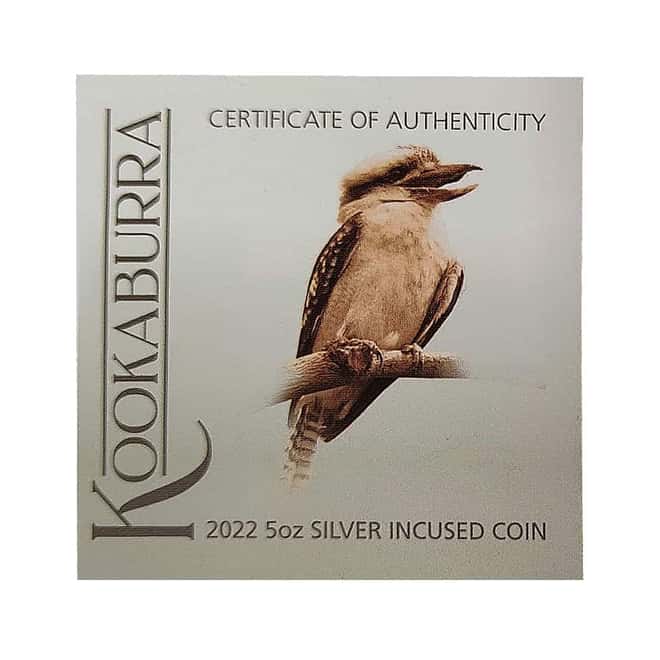 2022 5 oz Incused Silver Australian Kookaburra Perth Mint .9999 Fine (w/Box & COA)