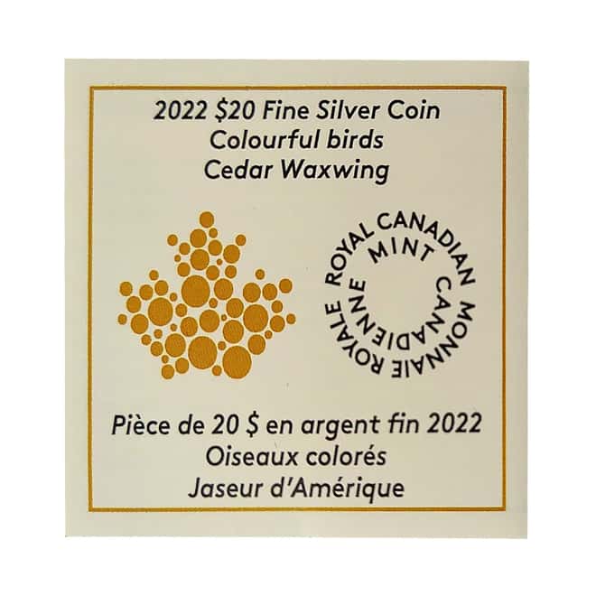 2022 Canada 1 oz Proof Silver Colorful Birds - Cedar Waxwing Coin .9999 Fine (w/Box & COA)