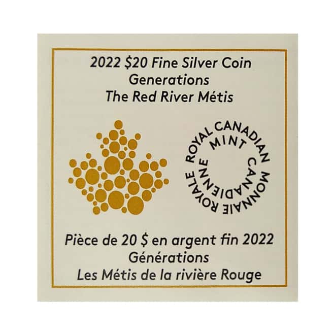 2022 Canada 1 oz Proof Silver Generations - The Red River Metis Coin .9999 Fine (w/Box & COA)
