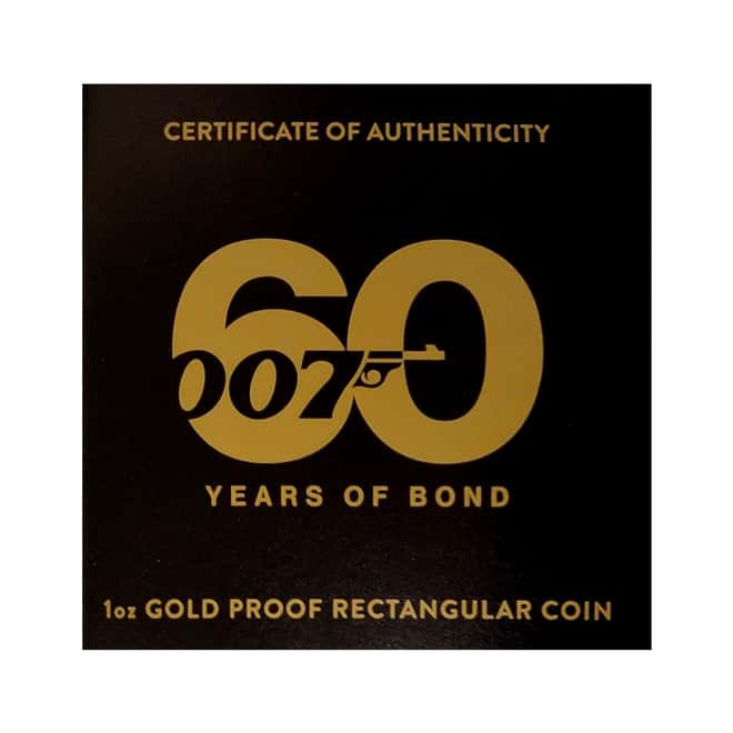 2022 1 oz Tuvalu James Bond - 60 Years of Bond Proof Colorized Silver Coin Bar .9999 Fine (w/Box & COA)