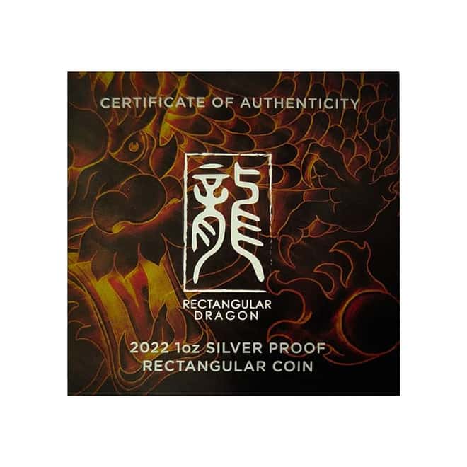 2022 1 oz Proof Silver Australian Dragon Coin Bar Perth Mint .9999 Fine (w/Box & COA)