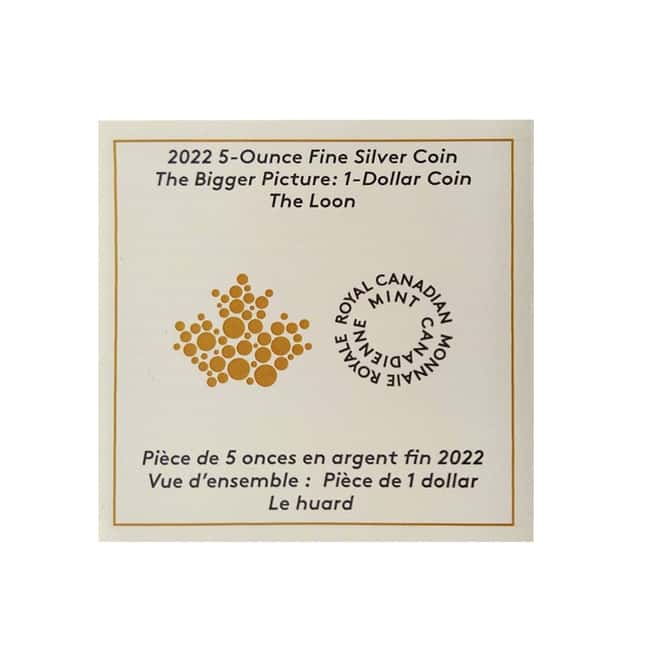 2022 Canada 5 oz Proof Silver The Bigger Picture - The Loon $1 Coin .9999 Fine (w/Box & COA)