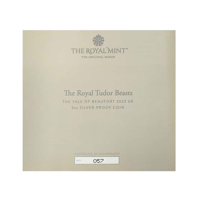2023 Great Britain 5 oz Proof Silver The Tudor Beasts Yale of Beaufort Coin .999 Fine (w/Box & COA)