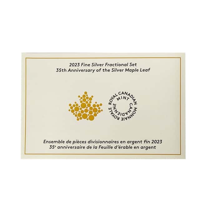 2023 Canada 1.9 oz Silver Maple Leaf 35th Anniv 5-Coin Set .9999 Fine (w/Box & COA)