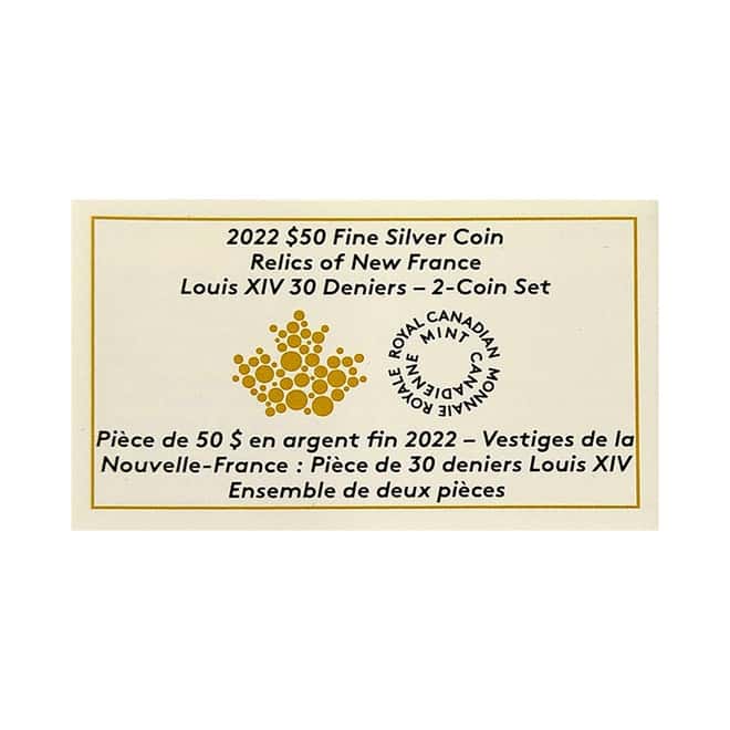2022 Canada 5 oz Silver Relics of New France Louis XIV 30 Deniers 2-Coin Set (w/Box & COA)