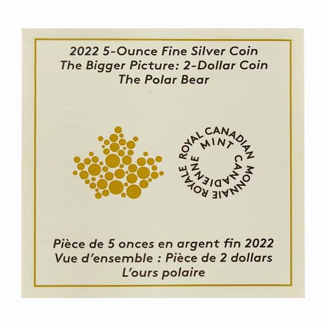 2022 Canada 5 oz Proof Silver The Bigger Picture - The Polar Bear $2 Coin .9999 Fine (w/Box & COA)