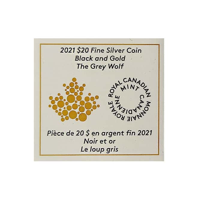 2021 Canada 1 oz Silver The Grey Wolf - Black and Gold Coin Series .9999 Fine (w/Box & COA)