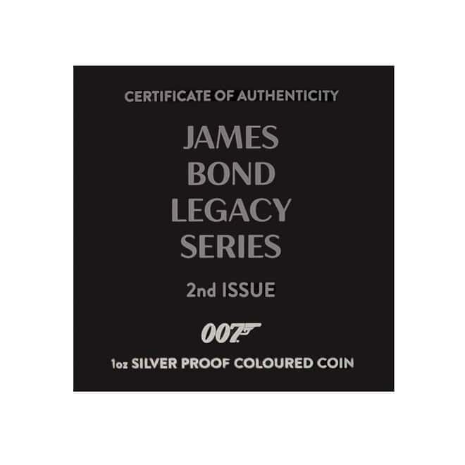 2022 1 oz Tuvalu James Bond Legacy Series Proof Colorized Silver Coin .9999 Fine (w/Box & COA)