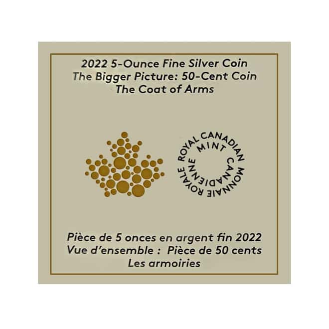 2022 Canada 5 oz Proof Silver The Bigger Picture - The Coat of Arms 50C Coin .9999 Fine (w/Box & COA)
