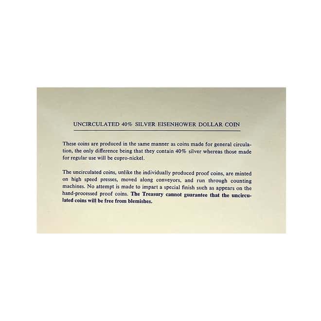 1971-1974 Eisenhower Dollar 40% Silver BU (Blue Mint Envelope, Soft Pack)