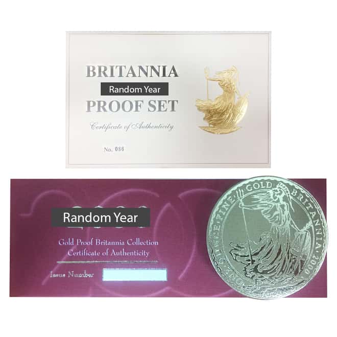 1.85 oz Gold Britannia 4-Coin Proof Set (Random Year, w/Box & COA)