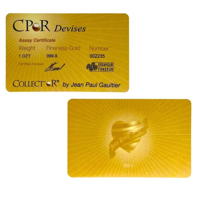 1 oz PAMP Suisse Jean Paul Gaultier Gold Bar .9999 Fine (w/Box & COA)