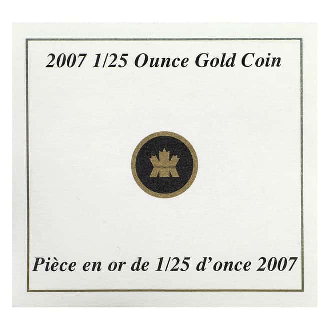 2007 Canada 1/25 oz The Wolf Proof Gold Coin .9999 Fine