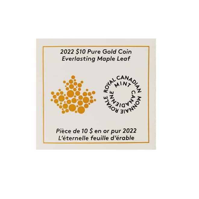 2022 Canada 1/20 oz Gold Everlasting Maple Coin .9999 Fine (w/Box & COA)