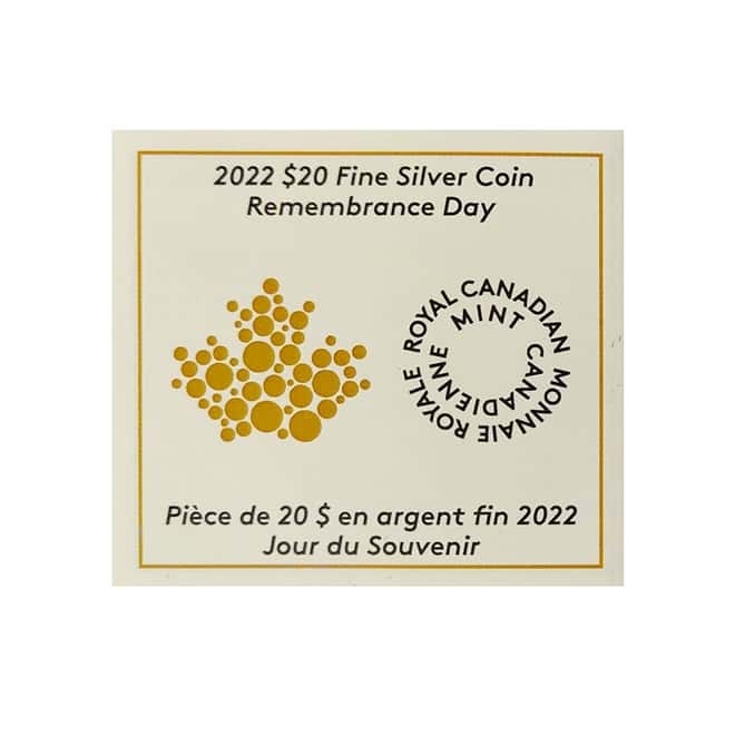 2022 Canada 1 oz Colorized Silver Remembrance Day Coin .9999 Fine (w/Box & COA)