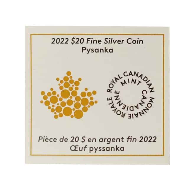 2022 Canada 1 oz Silver Pysanka Easter Egg Coin .9999 Fine (w/Box & COA)