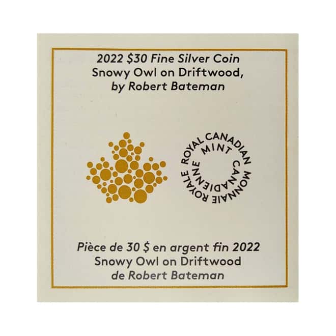 2022 Canada 2 oz Proof Silver Snowy Owl On Driftwood Coin .9999 Fine (w/Box & COA)