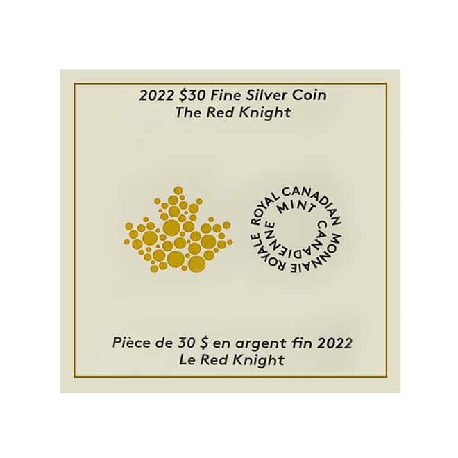 2022 Canada 2 oz The Red Knight Silver Coin .9999 Fine (w/Box & COA)