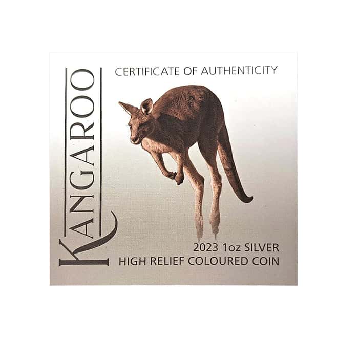 2023 1 oz Proof Colorized Silver Australian Kangaroo Perth Mint