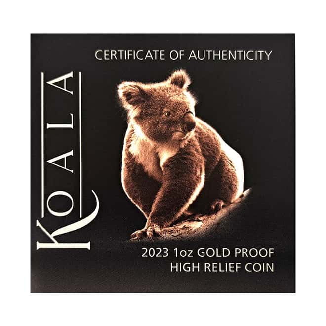 2023 1 oz Proof Gold Australian Koala High Relief Coin Perth Mint
