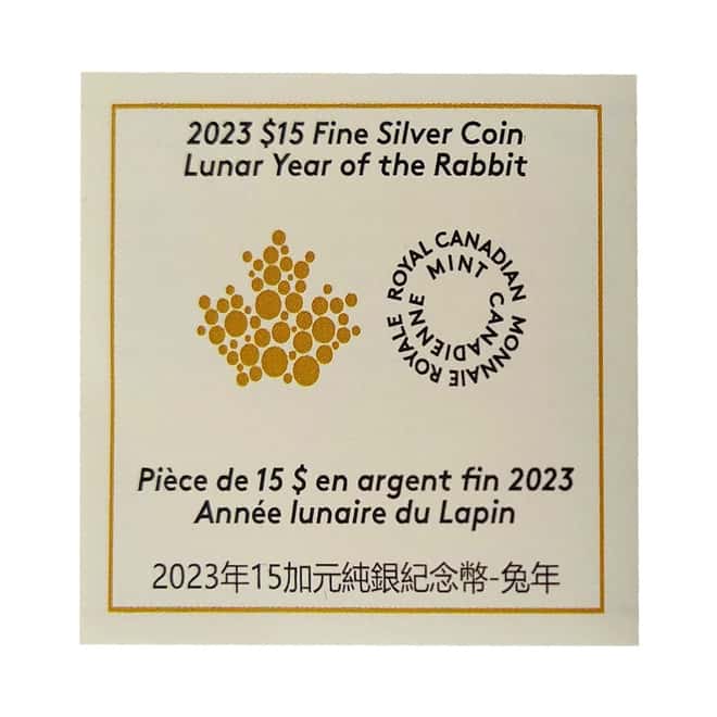 2023 Canada 1 oz Proof Silver Lunar Year of The Rabbit RCM Coin .9999 Fine (w/Box & COA)