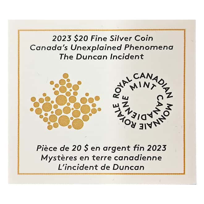 2023 Canada 1 oz Silver Unexplained Phenomena Duncan Incident Coin