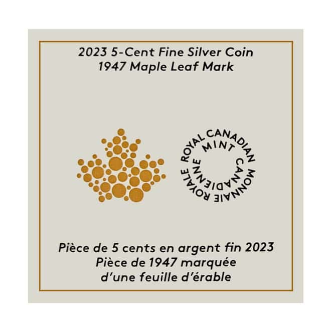 2023 Canada 2 oz Proof Silver 1947 Maple Leaf Mark 5-Cent Coin