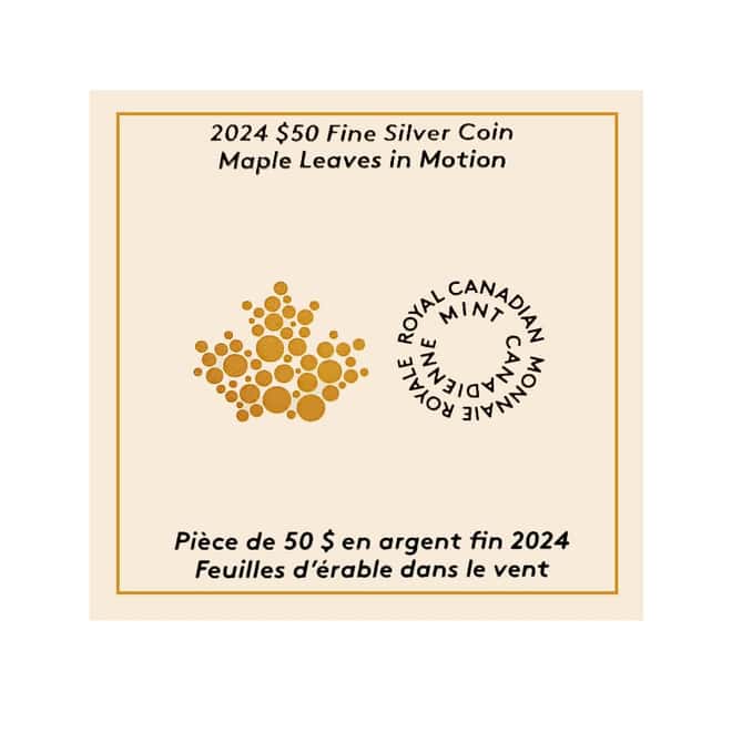 2024 Canada 5 oz Maple Leaves in Motion Silver Coin .9999 Fine