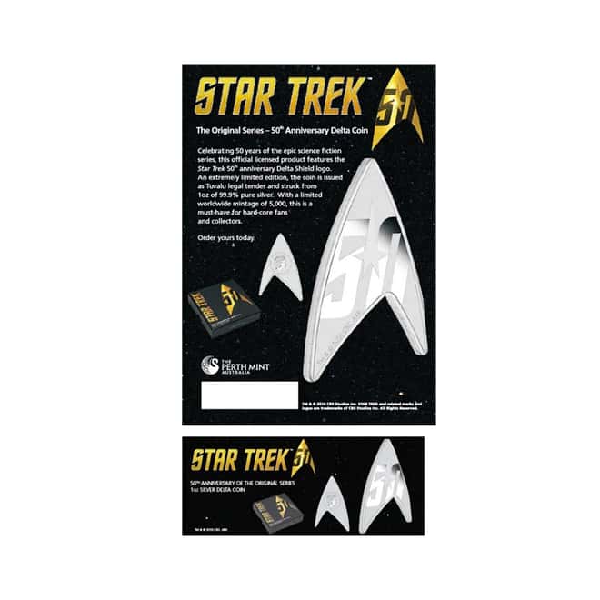 2016 1 oz Tuvalu Star Trek Delta Silver Coin NGC PF 69 Early Releases (w/Box & COA)