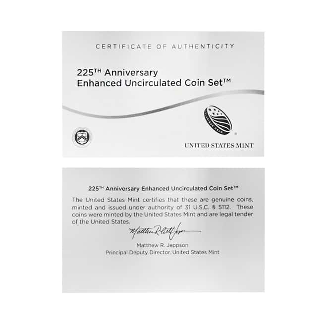 2017-S US Mint 225th Anniversary Enhanced Uncirculated 10-Coin Set (W/Box And COA)