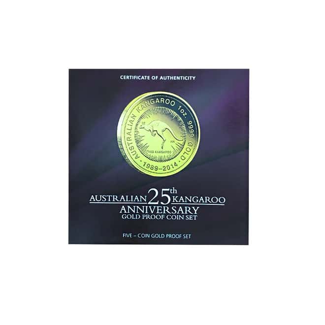 2014 1.9 oz Proof Gold Australian Kangaroo 25th Anniversary 5-Coin Set NGC PF 70 UCAM First Releases (w/Box & COA)