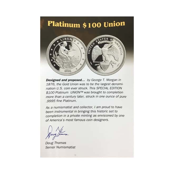 2014 1 oz Platinum George T. Morgan $100 Union Private Issue NGC UCAM Gem Proof Coin (w/COA)
