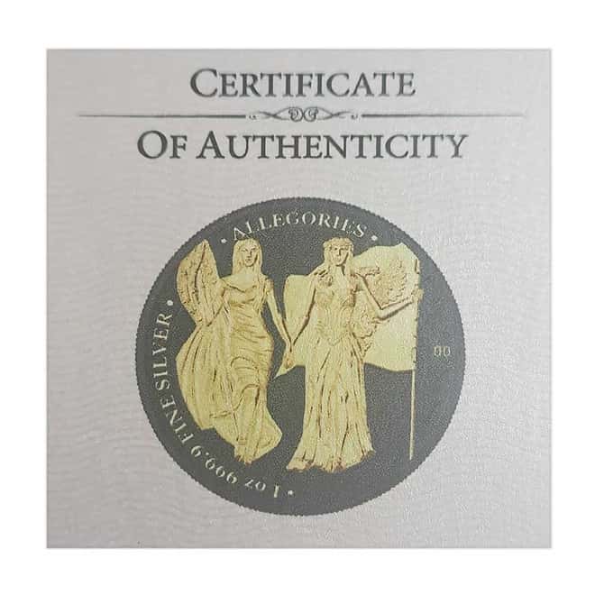 2019 1 oz Columbia & Germania The Allegories 5 Marks Ruthenium Silver Coin